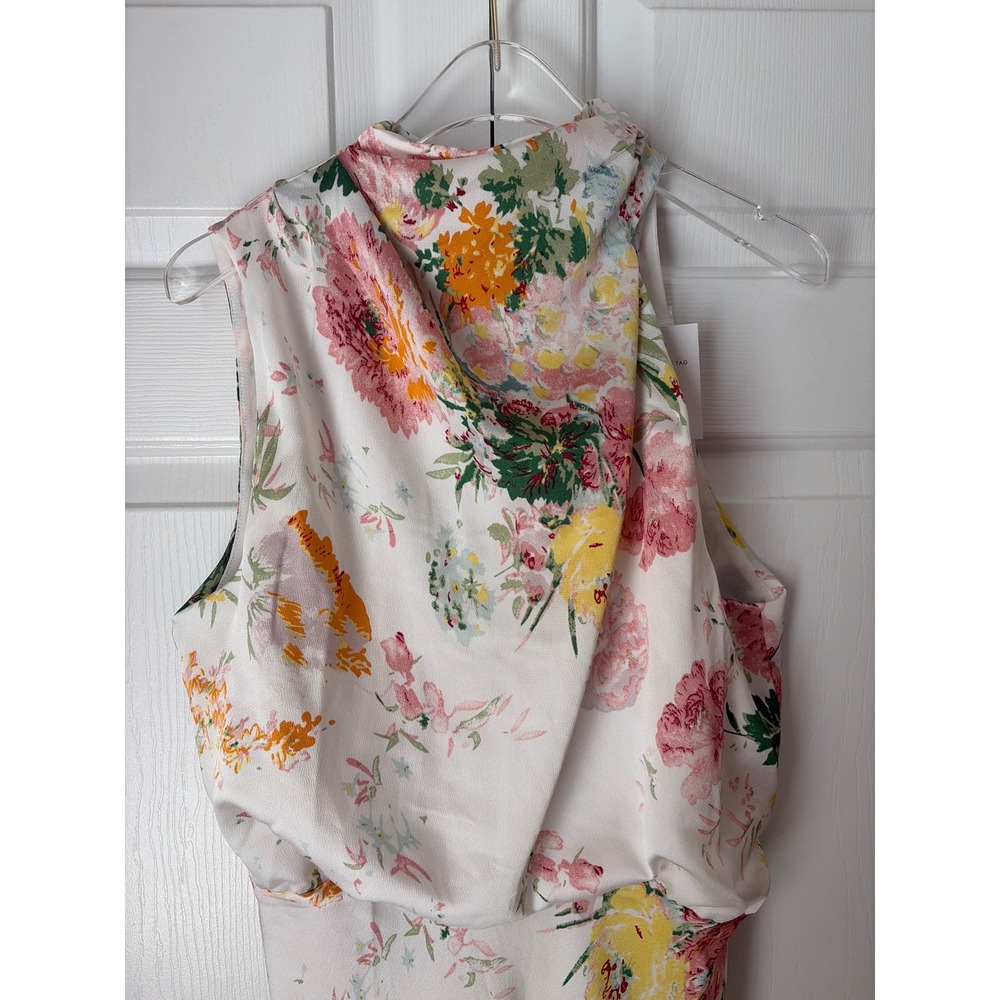 Petal + Pup Anabelle Midi Dress Womens M White Floral Satin Halter Neck Party - Picture 4 of 9